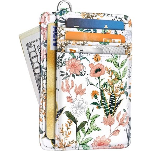 Slim Front Pocket Wallet RFID ID Card Holder Cute Small Wallet with Keychian - Picture 5 of 7